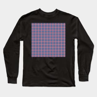 Red, White, and Blue Plaid Stripes Long Sleeve T-Shirt